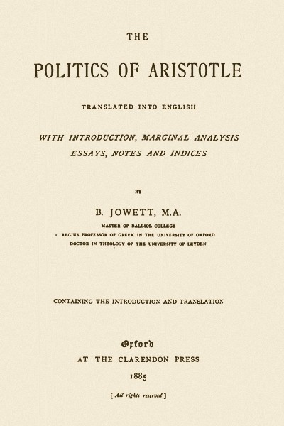 The Politics of Aristotle (Politica)